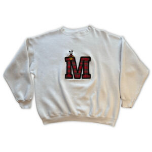 Vintage Mickey & Co Crewneck Sweatshirt Red Plaid M Patch Mickey Mouse